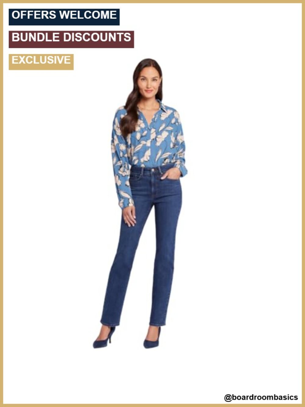 High Rise Straight Leg Jeans Stretch Cotton Denim Size